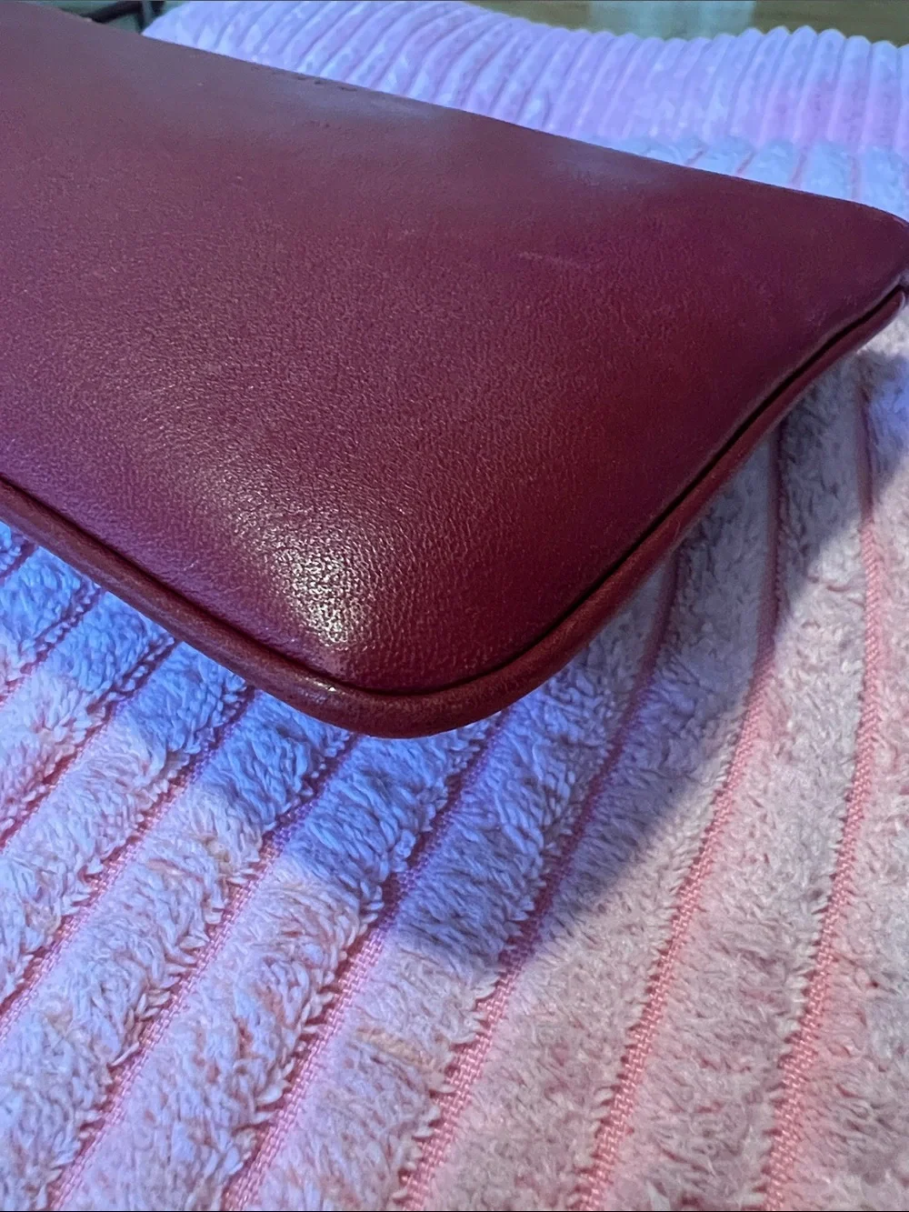 Coach Vintage Red Leather Flat Cosmetic Case